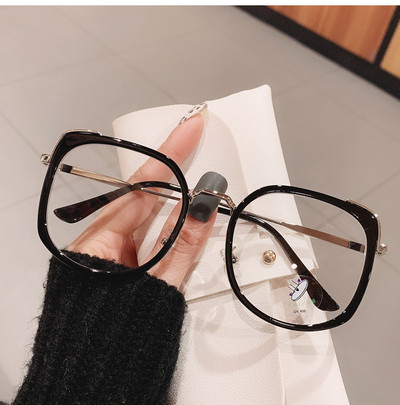 2021 Ochelari pentru femei anti-lumină albastră Ramă ochi de pisică Ochelari de vedere pătrați mari de epocă, rame pentru ochelari supradimensionate cu raze albastre