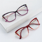 Ochelari cu ochi de pisică anti-lumină albastră, femei, bărbați, designer, supradimensionați, cadru de metal optic, ochelari, ochelari cu gradient, ochelari de protecție pentru computer
