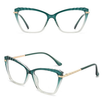 Анти-синя светлина Котешки очила Жени Мъже Дизайнерски големи оптични метални рамки Очила Градиентни очила Компютърни очила