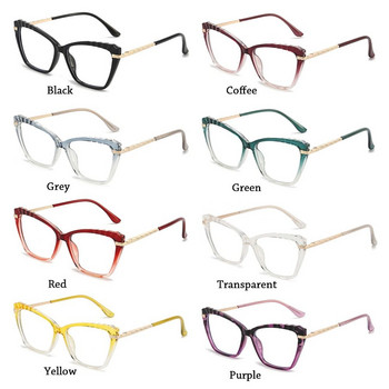 Анти-синя светлина Котешки очила Жени Мъже Дизайнерски големи оптични метални рамки Очила Градиентни очила Компютърни очила