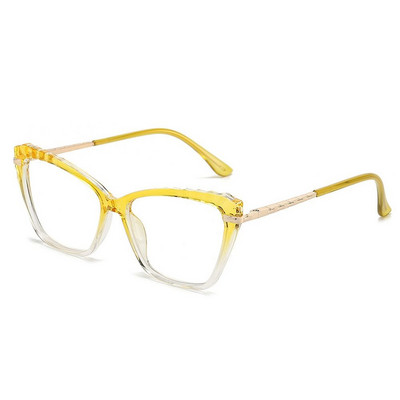 Ochelari cu ochi de pisică anti-lumină albastră, femei, bărbați, designer, supradimensionați, cadru de metal optic, ochelari, ochelari cu gradient, ochelari de protecție pentru computer