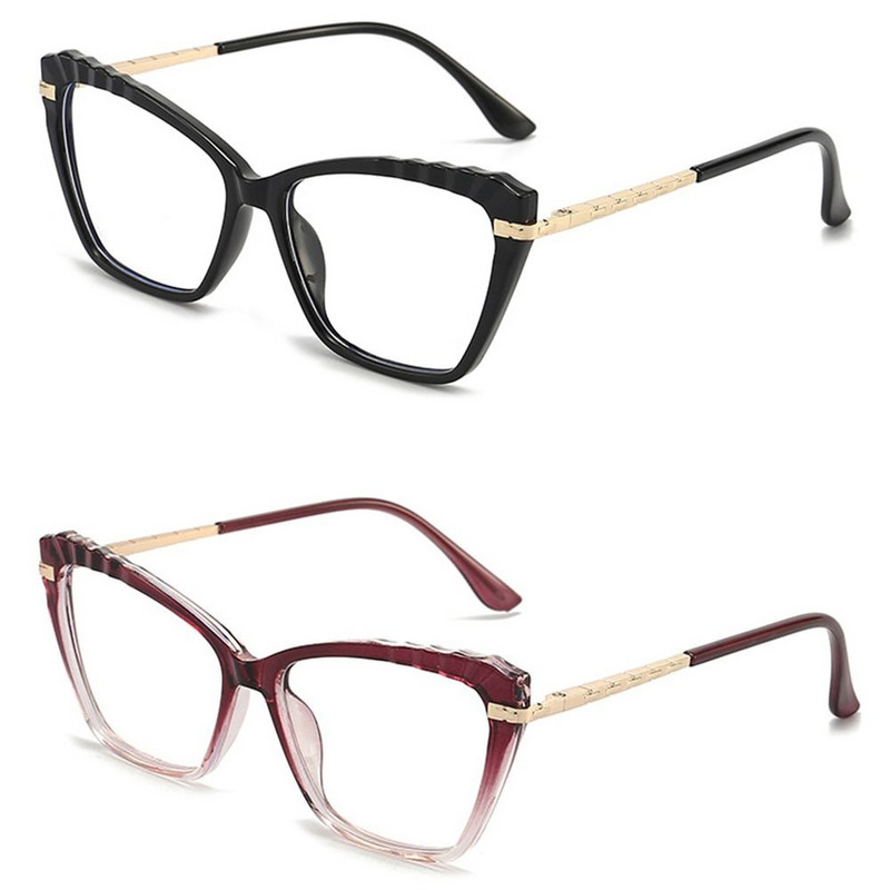 Anti-kék Világos Macskaszem Szemüvegek Női Férfi Dizájner Túlméretes optikai fémkeretes Szemüvegek Gradiens szemüvegek Számítógépes szemüvegek