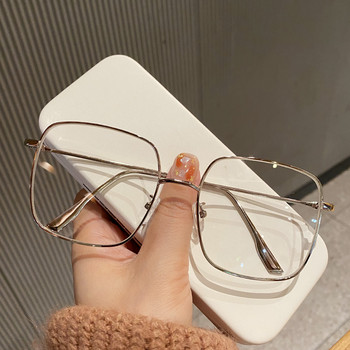 Очила против синя светлина за жени Мъжки компютърни очила с метална рамка Дамски квадратни извънгабаритни свръхлеки оптични обикновени очила