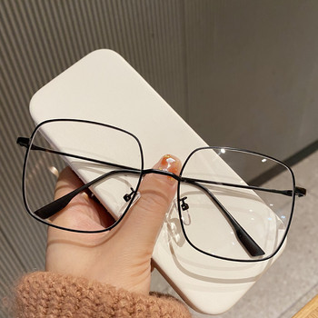 Очила против синя светлина за жени Мъжки компютърни очила с метална рамка Дамски квадратни извънгабаритни свръхлеки оптични обикновени очила