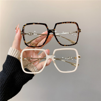 Модни извънгабаритни квадратни очила Ретро дамски очила с метална рамка против синя светлина, тенденции Оптични компютърни очила