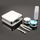 1 buză husă pentru lentile de contact pătrată de călătorie, portabilă, de culoare solidă, capac pentru lentile, suport pentru container, cutie de înmuiere, accesorii de modă