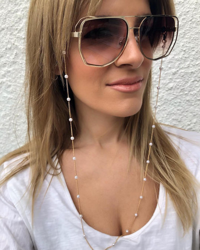 Szemüveglánc fehér műanyag gyöngy gyöngy szív varázs szemüvegtartó szemüvegtartó pánt női nyaklánc ajándék