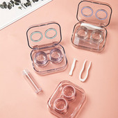 New Style Pink Pensete Transparente Husă pentru lentile de contact pentru femei Cutie portabilă pentru lentile de contact Container Cutie pentru lentile de contact de călătorie