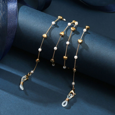 Lanțuri de măști de perle de modă Lanț de ochelari pentru femei Retro metal pentru ochelari de soare Suport pentru curele de mască Curea pentru gât Snur pentru gât agățat de bijuterii