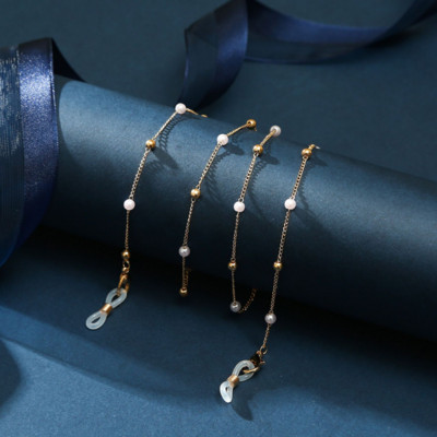 Lanțuri de măști de perle de modă Lanț de ochelari pentru femei Retro metal pentru ochelari de soare Suport pentru curele de mască Curea pentru gât Snur pentru gât agățat de bijuterii