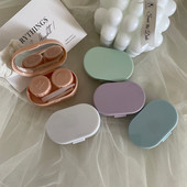 Smooth Candy Color Husă portabilă pentru mini lentile de contact pentru călătorie Suport pentru femeie Container pentru îngrijirea ochilor cu cutie de lentile în oglindă