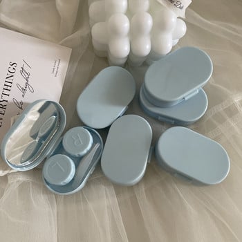 Преносим мини калъф за контактни лещи Smooth Candy Color за Travel Lady Holder Storage Контейнер за грижа за очите с кутия за огледални лещи