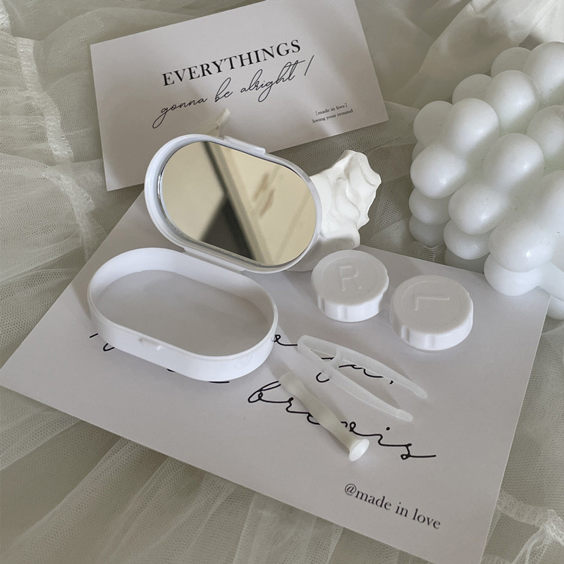 Smooth Candy Color hordozható mini kontaktlencse tok Travel Lady Holder tároló szemkörnyékápoló tartályhoz tükörlencsés dobozzal