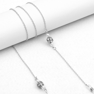 Lanțuri de măști de perle de modă Lanț de ochelari pentru femei, ochelari de soare retro din metal, șnururi pentru ochelari, curea de gât