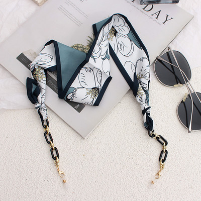 Bohemi acrilic ochelari lanț panglică mască șnur imprimare eșarfă de mătase ocazional ochelari lanț gât ochelari accesorii
