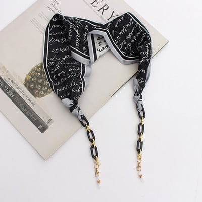 Bohemi acrilic ochelari lanț panglică mască șnur imprimare eșarfă de mătase ocazional ochelari lanț gât ochelari accesorii