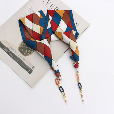 Bohemi acrilic ochelari lanț panglică mască șnur imprimare eșarfă de mătase ocazional ochelari lanț gât ochelari accesorii