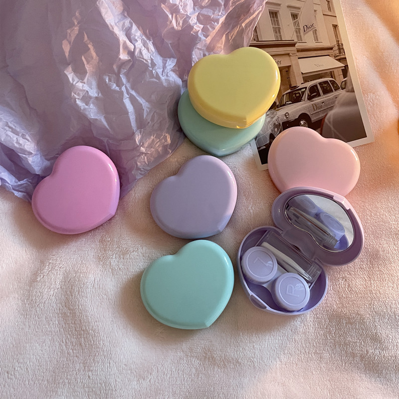 Cream candy kontaktlencse tok Hordozható Mirror Companion Box Travel Easy Carry Tárolótartály zseb Mini kontaktlencse tok