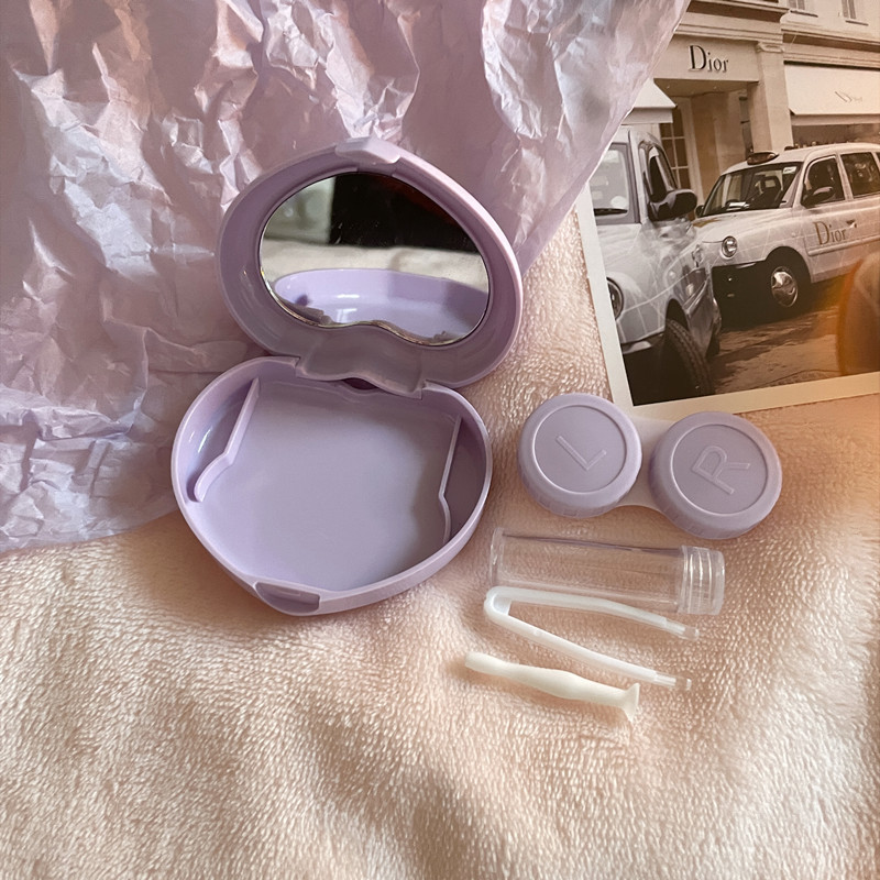 Cream candy kontaktlencse tok Hordozható Mirror Companion Box Travel Easy Carry Tárolótartály zseb Mini kontaktlencse tok