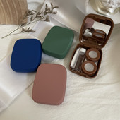 Husă pentru lentile de contact mată de culoare pură, compactă și simplă, portabilă, pentru lentile de contact colorate pentru miopie, cutie de depozitare
