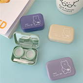 Drăguț, portabil, rucsac mic, ursuleț, lentile de contact cu oglindă, husă pentru lentile de contact colorate, cutie container pentru set de călătorie de petrecere