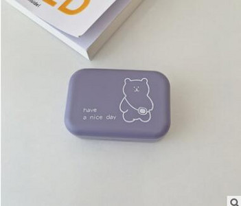Drăguț, portabil, rucsac mic, ursuleț, lentile de contact cu oglindă, husă pentru lentile de contact colorate, cutie container pentru set de călătorie de petrecere