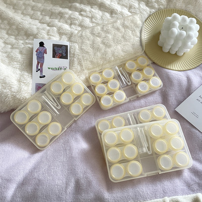 Cutie mare de depozitare pentru lentile de contact, 6 perechi, husă portabilă de călătorie pentru lentile de contact pentru machiaj, frumusețe, cutie pentru elevi, container cu pensetă.