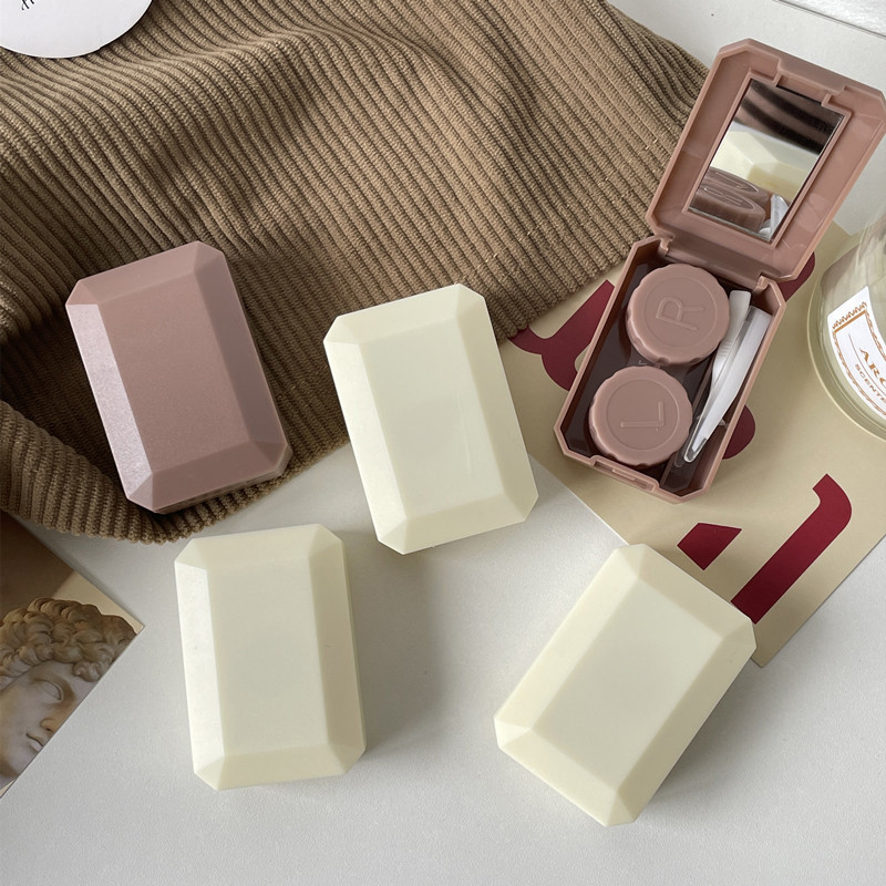 Smooth Candy Color hordozható mini kontaktlencse tok Travel Lady Holder tároló szemtartályhoz tükörkészlettel, lencsék dobozával
