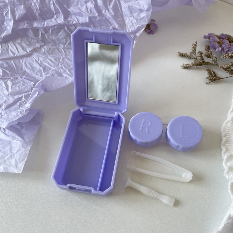 Smooth Candy Color hordozható mini kontaktlencse tok Travel Lady Holder tároló szemtartályhoz tükörkészlettel, lencsék dobozával