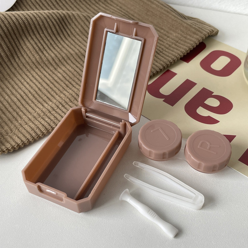 Smooth Candy Color hordozható mini kontaktlencse tok Travel Lady Holder tároló szemtartályhoz tükörkészlettel, lencsék dobozával
