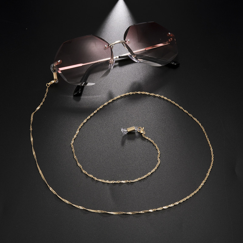 Rozsdamentes acél gyöngyök doboz lánc szemüvegekhez Férfi aranyozott női függő nyakú napszemüveg lánc pántok zsinór szemüveg zsinórok