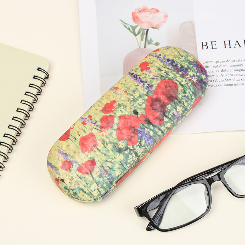 Cutie de ochelari de pictură în ulei de epocă pentru femei Husă portabilă pentru ochelari cu imprimeu floral Cutie de depozitare pentru ochelari de soare Cutie de protecție pentru ochelari de soare