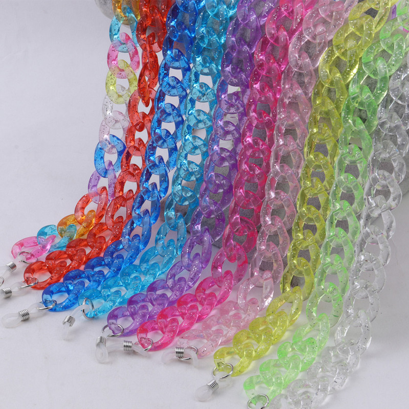 FishSheep Lanțuri pentru ochelari de soare din acrilic cu sclipici clare, lanț reglabil pentru femei, pentru mască de față, agățat pentru gât, curele, accesorii