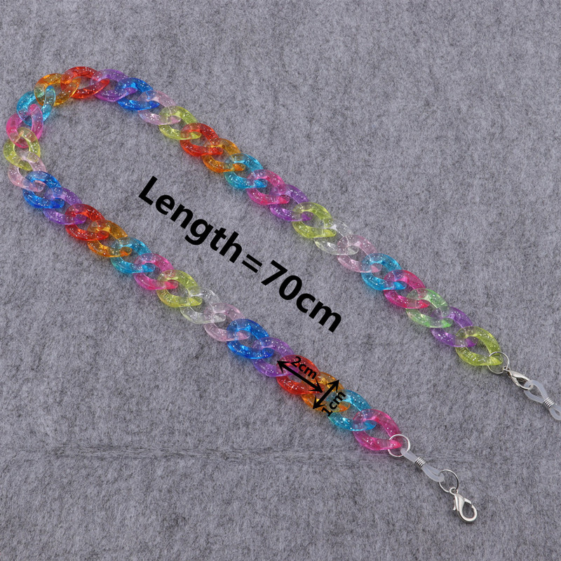 FishSheep Lanțuri pentru ochelari de soare din acrilic cu sclipici clare, lanț reglabil pentru femei, pentru mască de față, agățat pentru gât, curele, accesorii