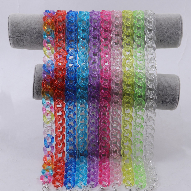 FishSheep Lanțuri pentru ochelari de soare din acrilic cu sclipici clare, lanț reglabil pentru femei, pentru mască de față, agățat pentru gât, curele, accesorii