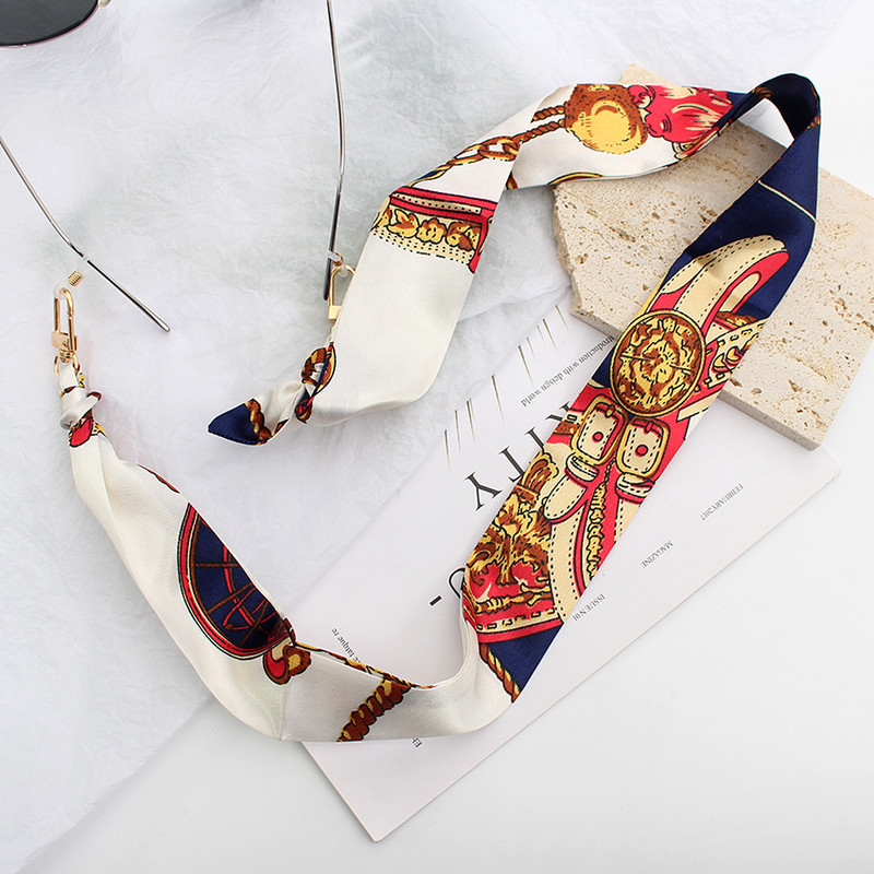Selyem sál pántok Sál szemüveg lánc női divat bohém színes nyomda maszk Napkötők Zsinór ékszer Kiegészítők