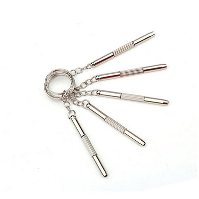 5 DB/szett 1-ben alumínium acél szemüveg csavarhúzó készlet napszemüveghez órajavító szerszámkészlet kulcstartó csavarhúzóval