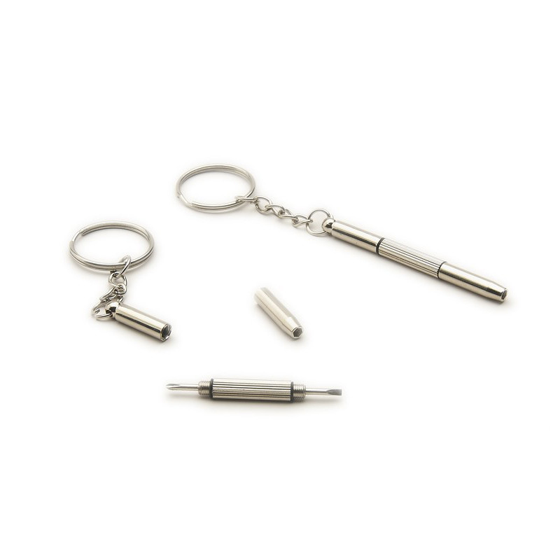 5 DB/szett 1-ben alumínium acél szemüveg csavarhúzó készlet napszemüveghez órajavító szerszámkészlet kulcstartó csavarhúzóval