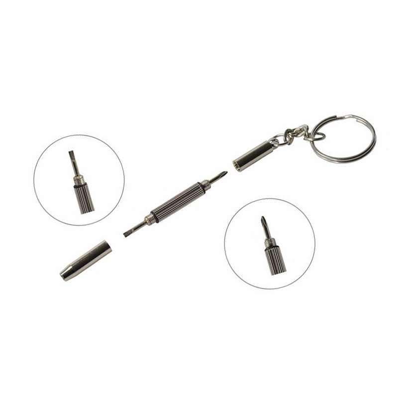 5 DB/szett 1-ben alumínium acél szemüveg csavarhúzó készlet napszemüveghez órajavító szerszámkészlet kulcstartó csavarhúzóval