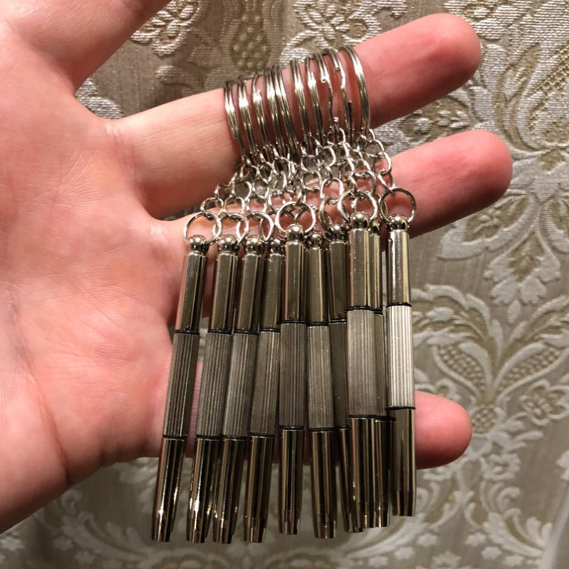 5 DB/szett 1-ben alumínium acél szemüveg csavarhúzó készlet napszemüveghez órajavító szerszámkészlet kulcstartó csavarhúzóval