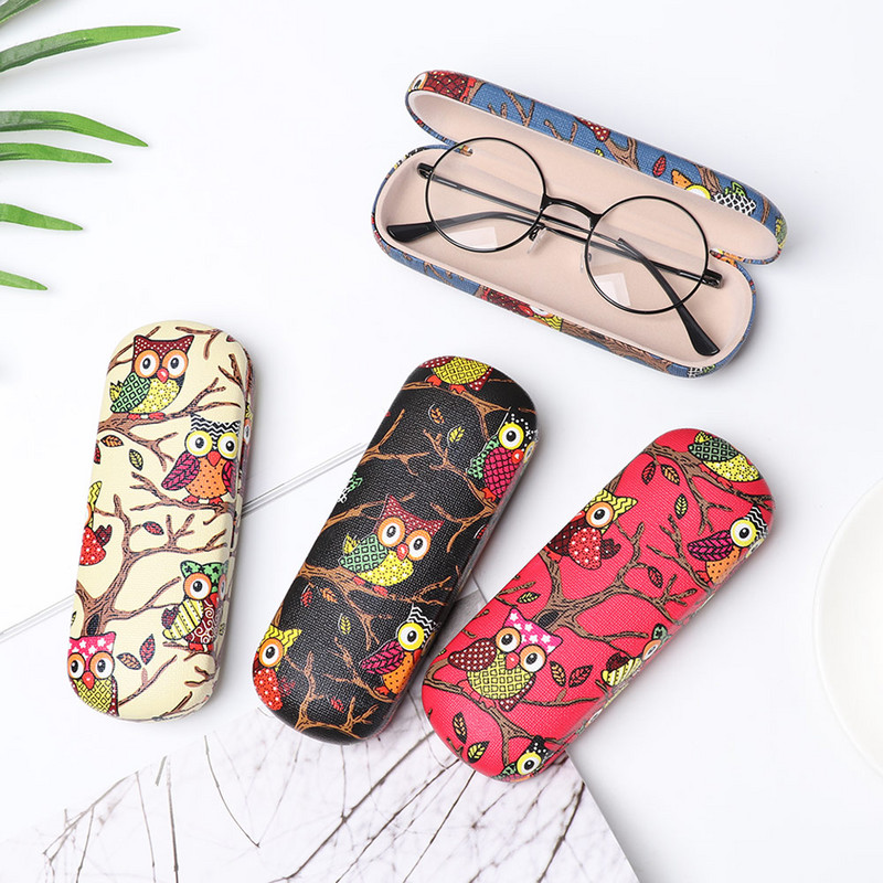 Női szemüveg tok Rajzfilm aranyos bagoly állat napszemüveg tároló védő Hordozható kemény bőr olvasószemüveg doboz
