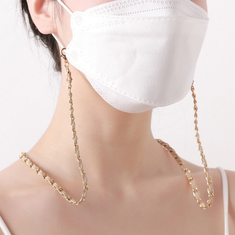 PU bőr napszemüveg láncmaszk tartó zsinór zsinór Fém link kábeltartó nyakszíj kötél húr szemüveg kiegészítők