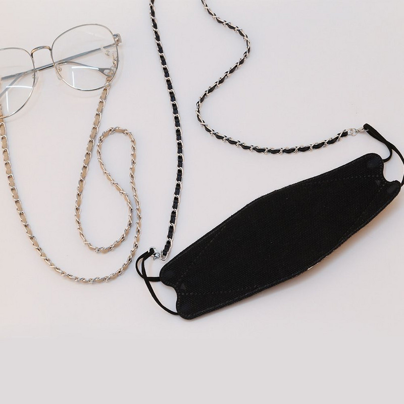 PU bőr napszemüveg láncmaszk tartó zsinór zsinór Fém link kábeltartó nyakszíj kötél húr szemüveg kiegészítők