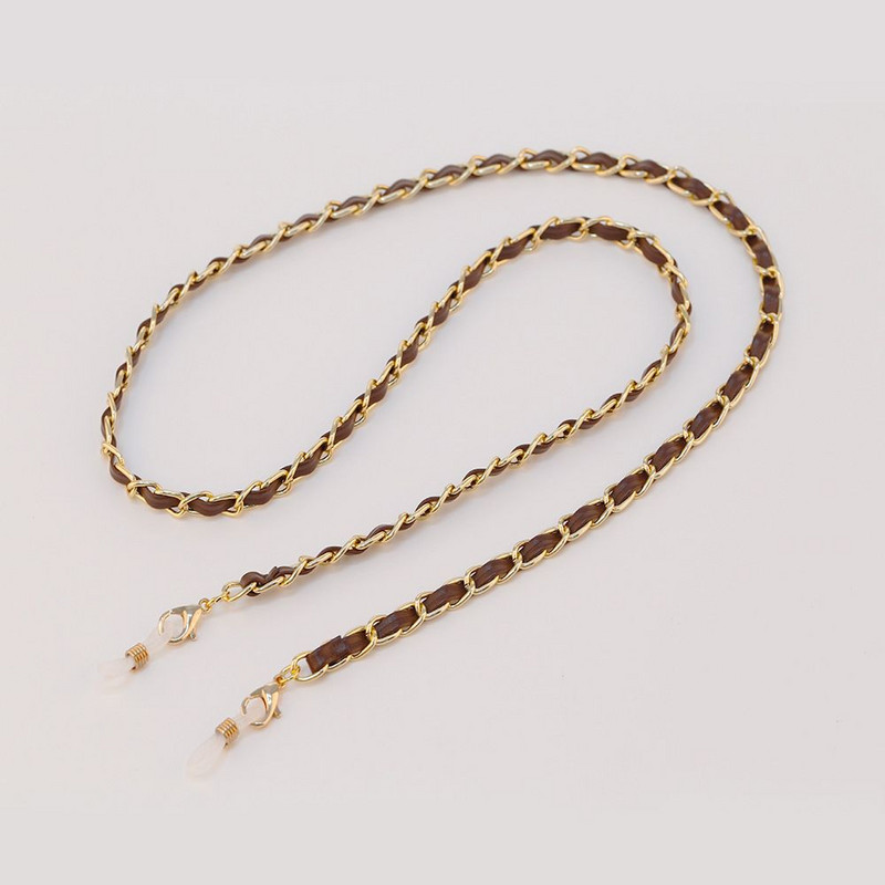 PU bőr napszemüveg láncmaszk tartó zsinór zsinór Fém link kábeltartó nyakszíj kötél húr szemüveg kiegészítők