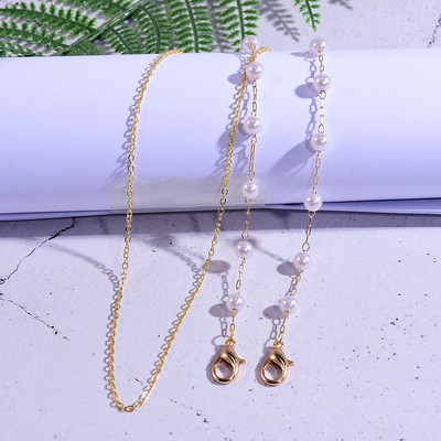 MOON GIRL Crystal Pearl napszemüveg lánc nyak zsinór gyöngyök olvasószemüveg tartó elegáns divat női maszk szíj Drpshipping