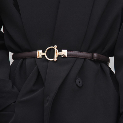 Állítható PU bőr női ruha övek vékony vékony női derék övek pánt arany színű csat női övek pasek damski