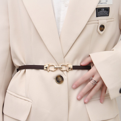 Állítható PU bőr női ruha övek vékony vékony női derék övek pánt arany színű csat női övek pasek damski