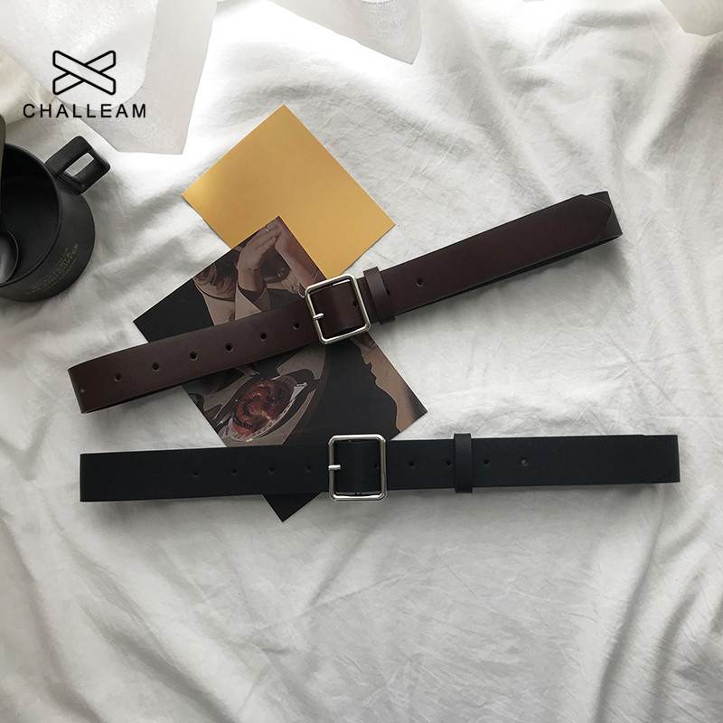 2021 PU bőr öv női négyszögletes csatos tűs csatos farmer fekete öv elegáns luxus márka díszes vintage szíj női 404