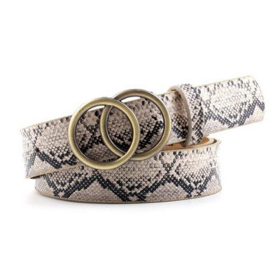 Duplagyűrűs övek női lányoknak divatos leopárd deréköv PU fém csattal, szívtűs övvel szabadidő ruha farmer vad derékpánt