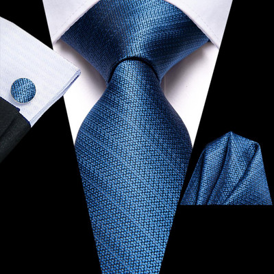 Hi-Tie Blue Business Solid 100% selyem férfi nyakkendő nyakkendő 8,5 cm férfi nyakkendő Formális Luxus Esküvő Kiváló minőségű Gravata